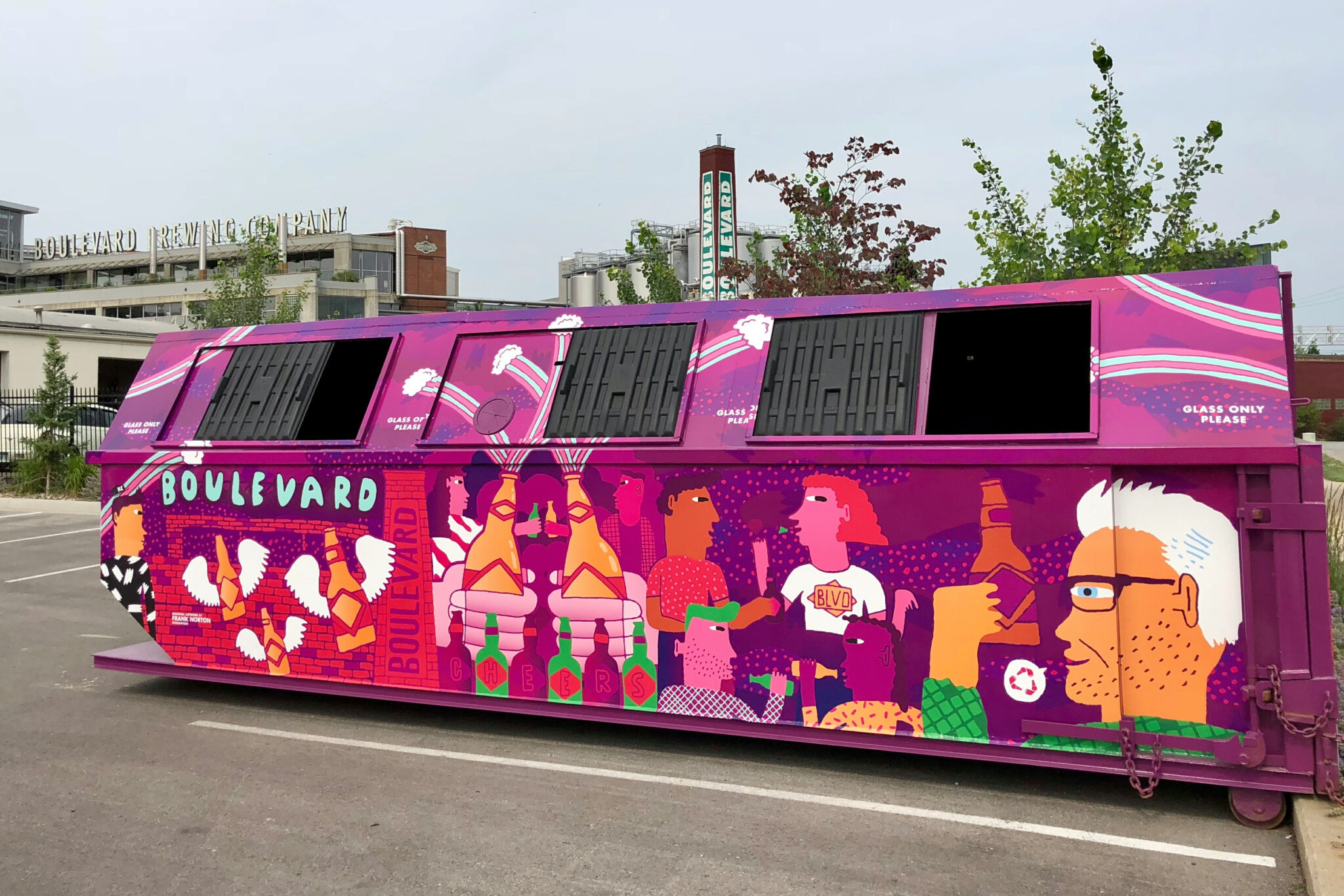 Boulevard Brewing Company Purple Glass Recycling Bin